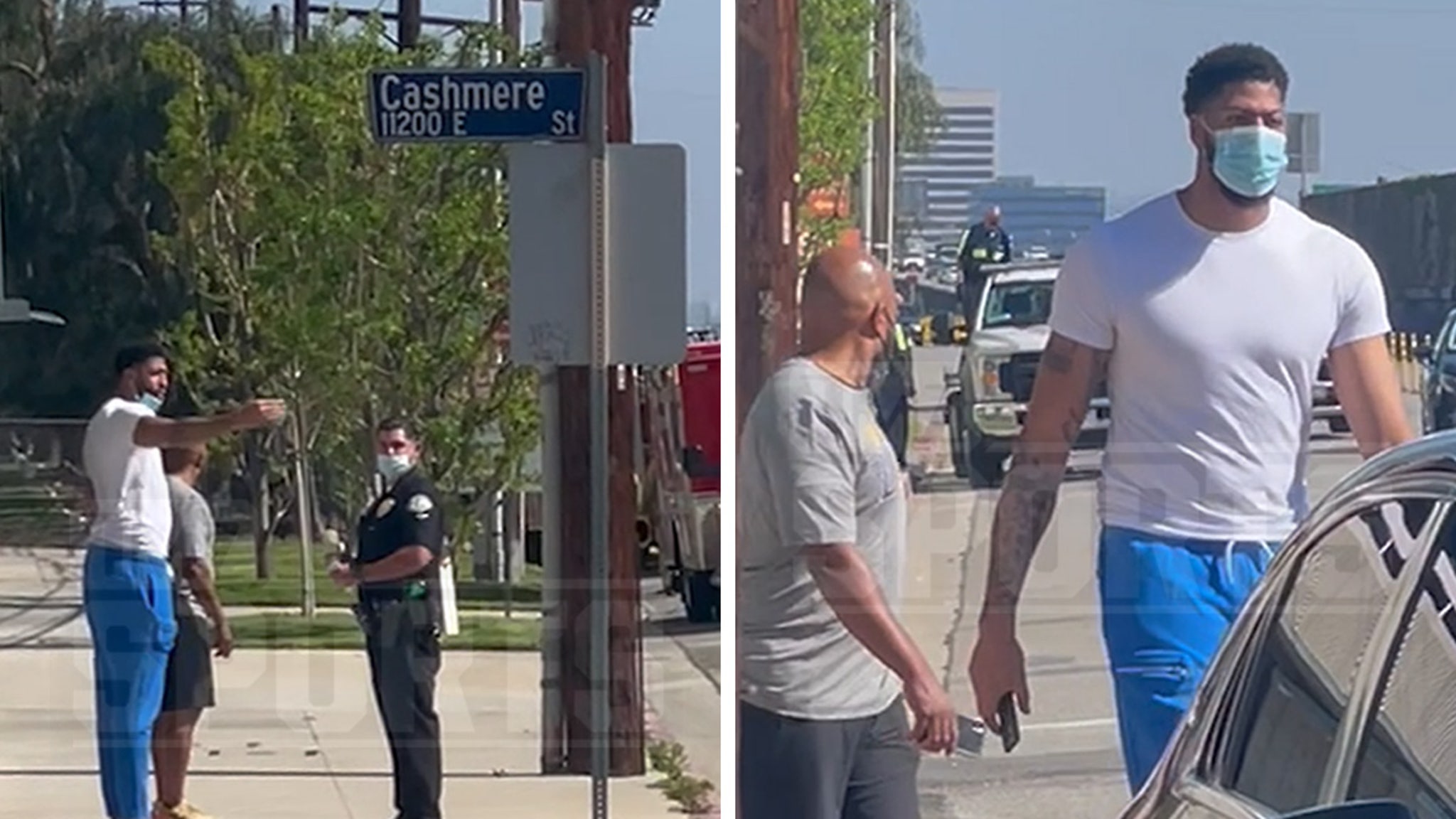 Anthony Davis runs to the motorcycle accident site to help his safety