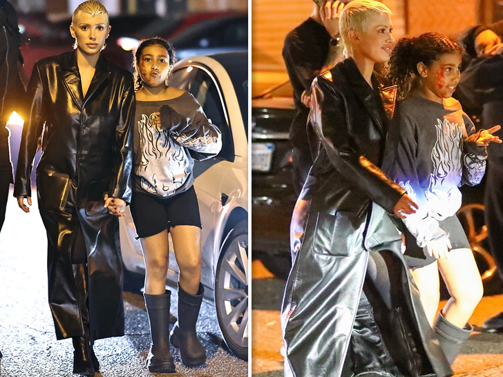 Kanye West's Daughter North and Wife Bianca Censori Hold Hands at His Bday Party
