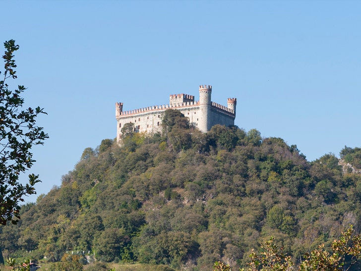 aerial view of the medieval castle Montalto Dora, Turin, Italy
