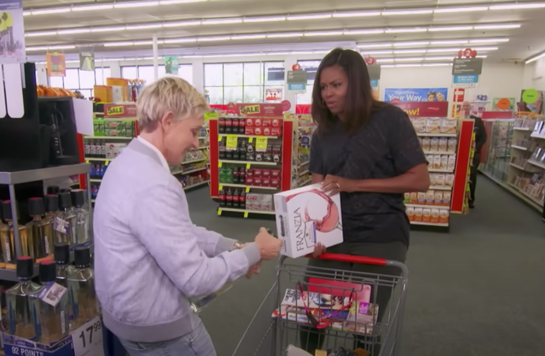 2016 - Ellen and Michelle Obama spent the day walking the isles of an unsuspecting CVS pharmacy and made some hilarious moments while making light of a mundane store outing.