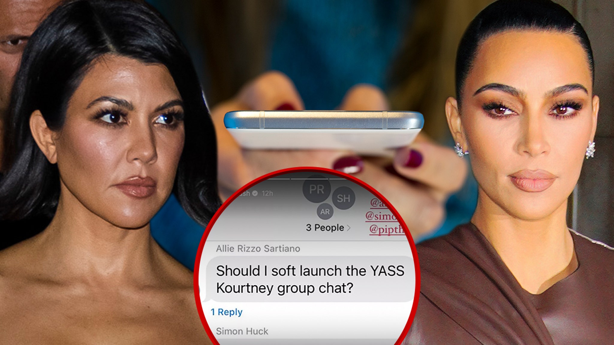 Kourtney Kardashian finaliza el chat grupal de Kim y sus amigos la apoyan