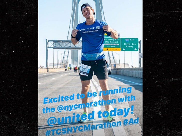 Tyler Cameron Cramps Up Running the New York City Marathon