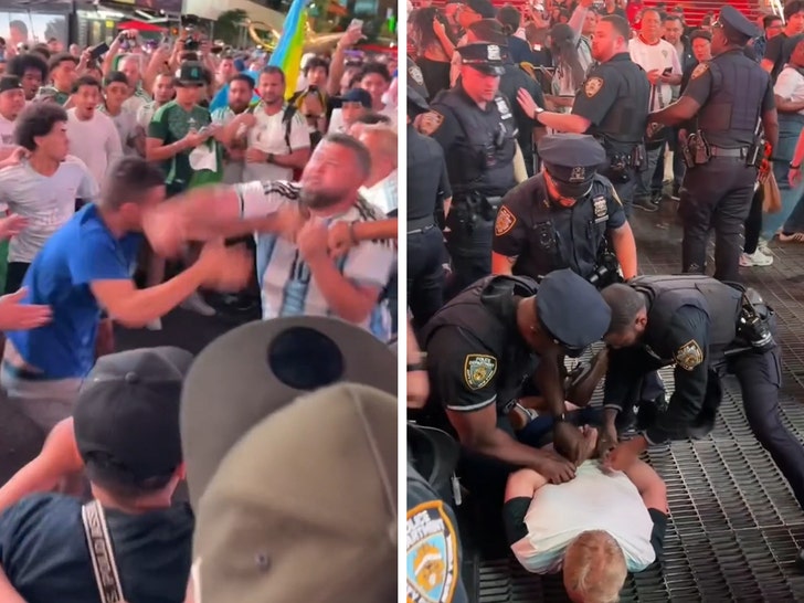 Times Square Turns Chaotic As Argentina And Algeria Fans Brawl Ahead Of World Cup Match