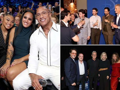 The Rock and Ava Raine and Tatyanna Dumas, Jonas Brothers and Lin-Manuel Miranda and Josh D'Amaro, Robert Downey Jr and Al Michaels and Harrison Ford and Diane Sawyer and Ellen Pompeo