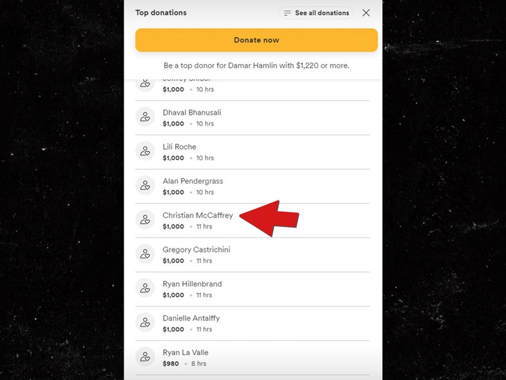 GoFundMe For Damar Hamlin Nearing $1-Million As Christian McCaffrey And  Others Make Donations For Bills Safety (PICS)