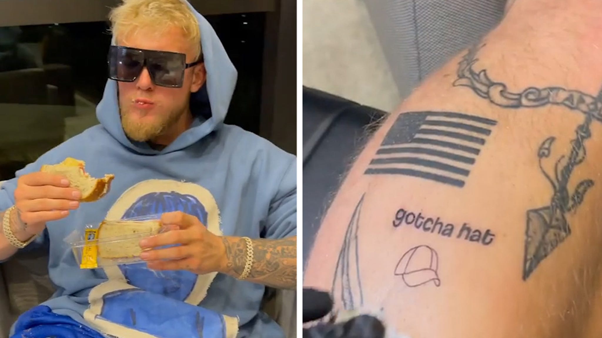 Jake Paul Immortalizes Floyd Mayweather Altercation With Gotcha Hat Tattoo