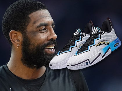 Kyrie Irving Next To His New Shoes From Anta