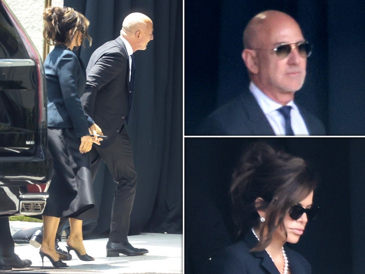 Jeff Bezos & Lauren Sanchez Bezos Attend Jackie Bezos' Funeral Service