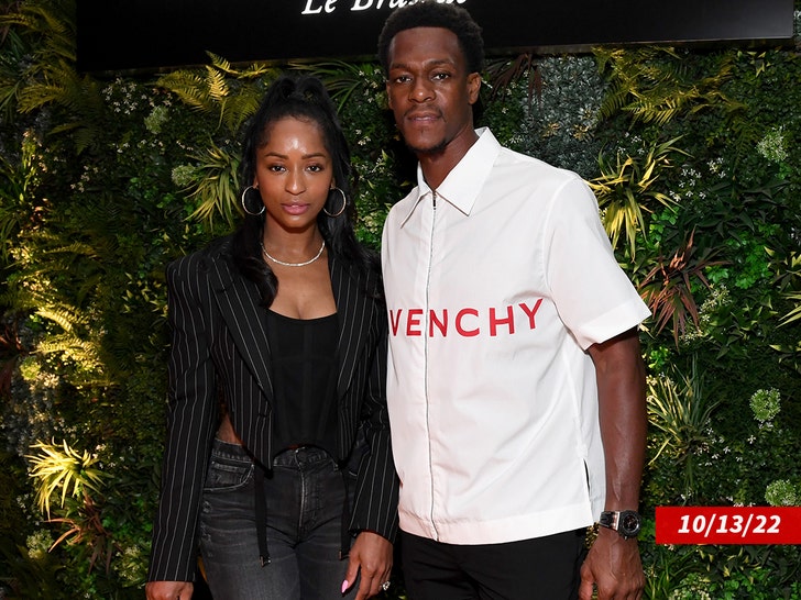 Rajon  Rondo and his wife Latoia together getty