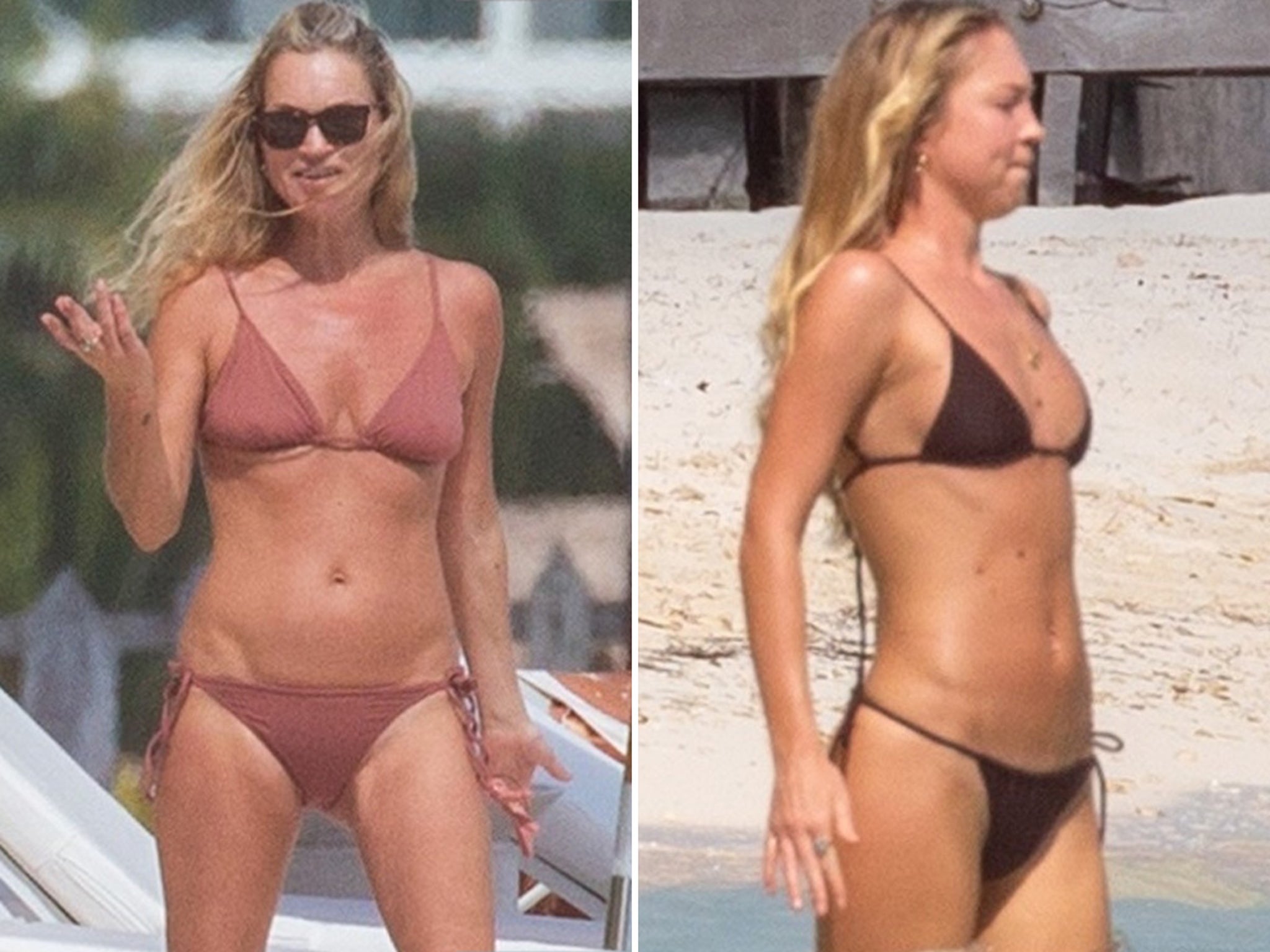 Lila Moss and Kate Moss in matching string bikinis on Tulum beach, February 2026