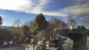 Denver Broncos -- Team Bus Clips CHP Motorcycle Escort