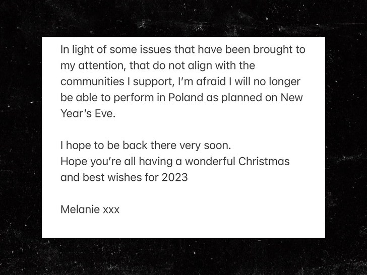 Mel C des Spice Girls expulsée du spectacle du Nouvel An en Pologne, la communauté LGBT la loue