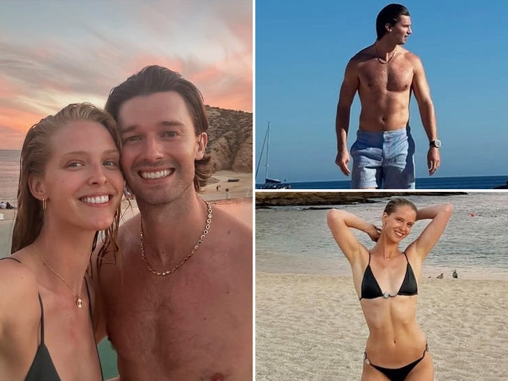 Patrick Schwarzenegger abraça a noiva Abby Champion em férias na praia