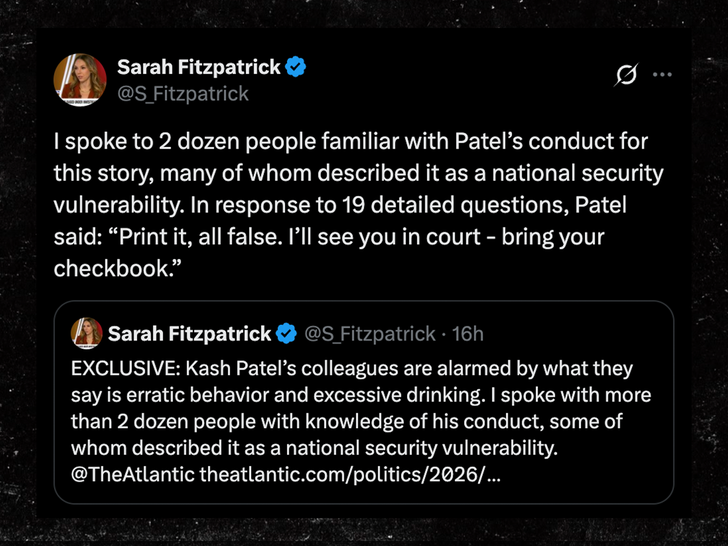 kash patel sarah fitzpatrick tweet x