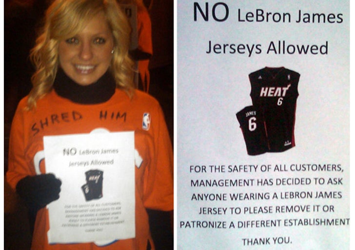 LeBron Haters Out in FORCE in Cleveland :: 1202-lebron-sign-tmz