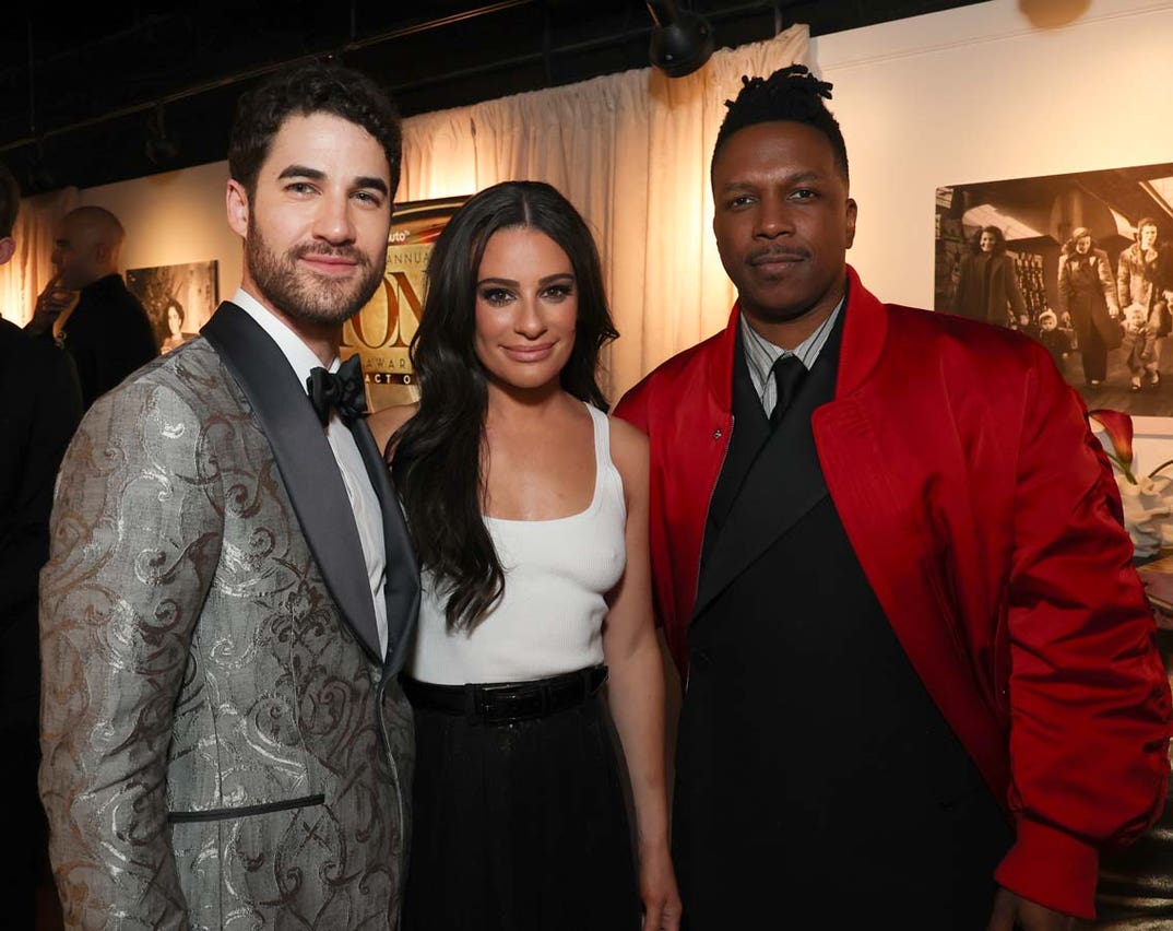 Darren Criss, Lea Michele, and Leslie Odom Jr.
