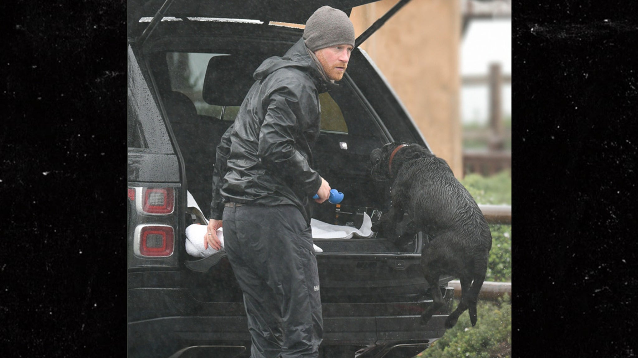 Prince Harry Walks His Dog in Rainstorm Amid Memoir Headlines of Racism, Violence