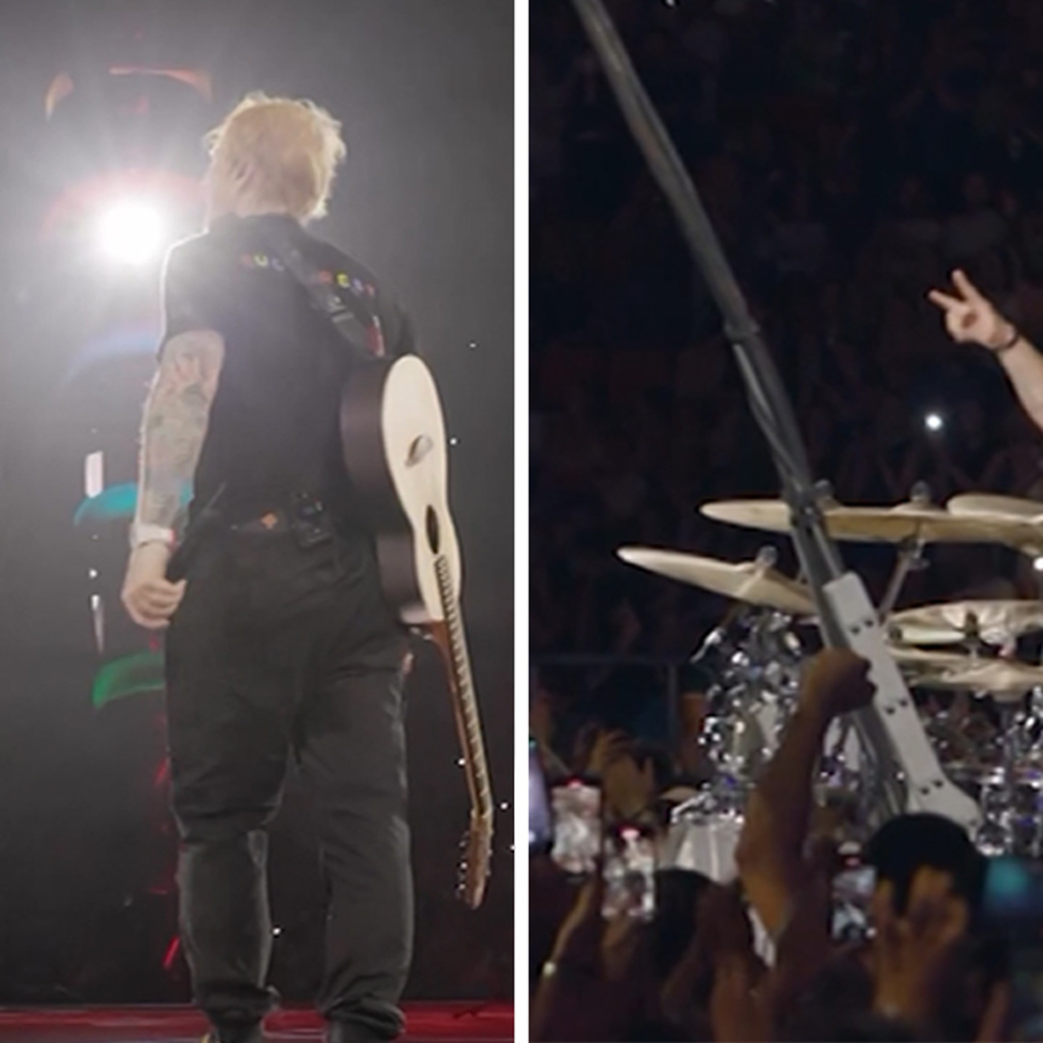 Chris Hemsworth Plays Drums at Ed Sheeran Concert