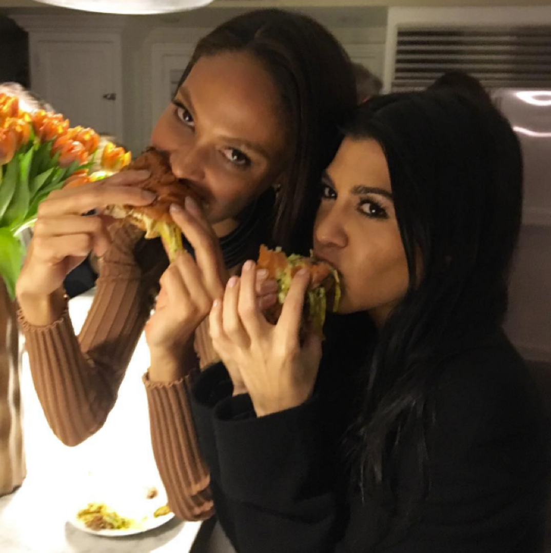 Joan Smalls and Kourtney Kardashian