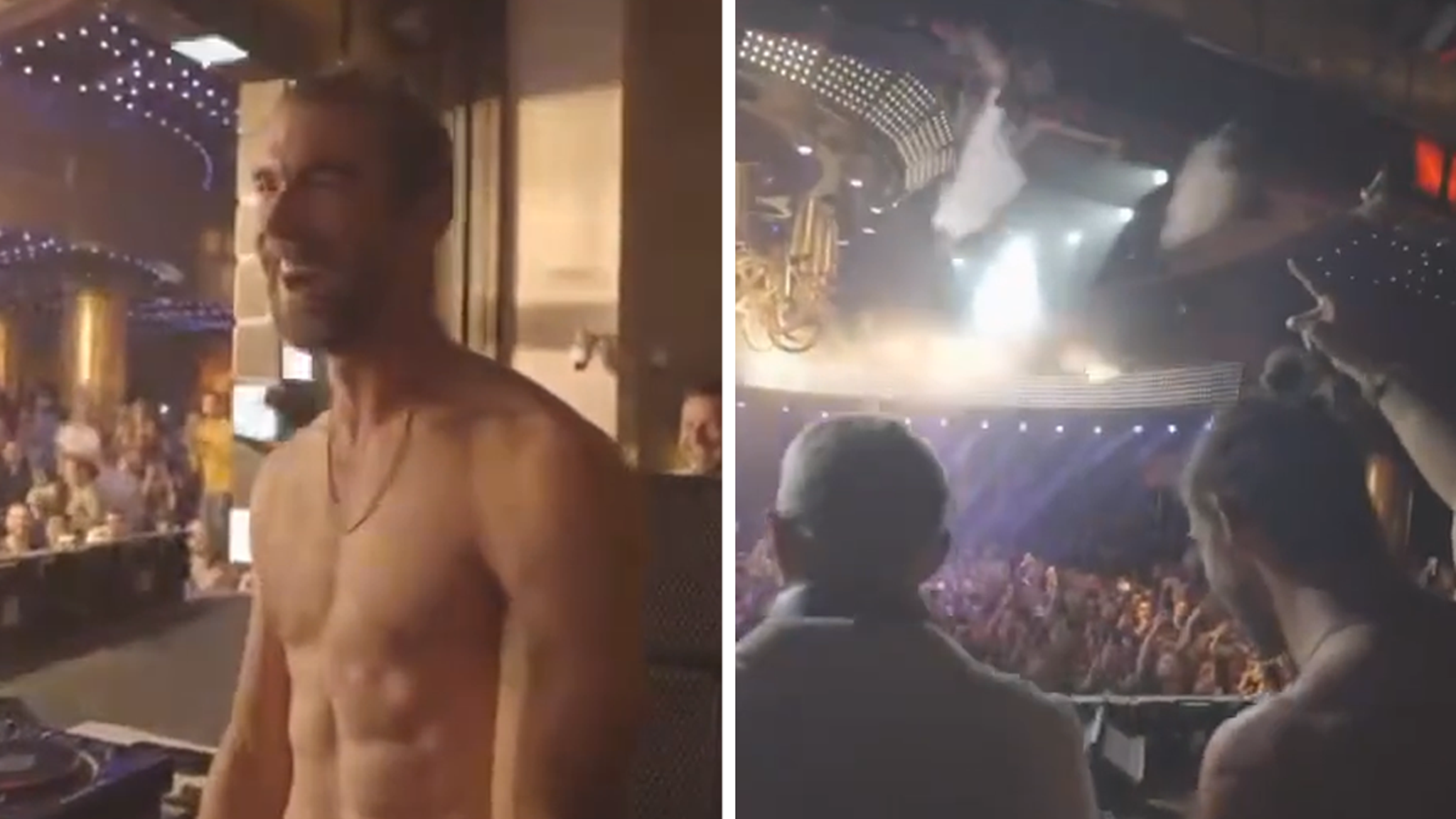 Michael Phelps verliert sein Hemd, als er mit Diplo in Vegas feiert
