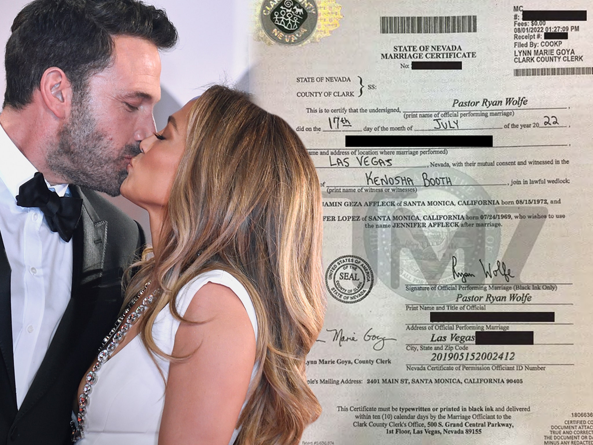 Ben Affleck and Jennifer Lopez Marriage Certificate From Las Vegas Wedding