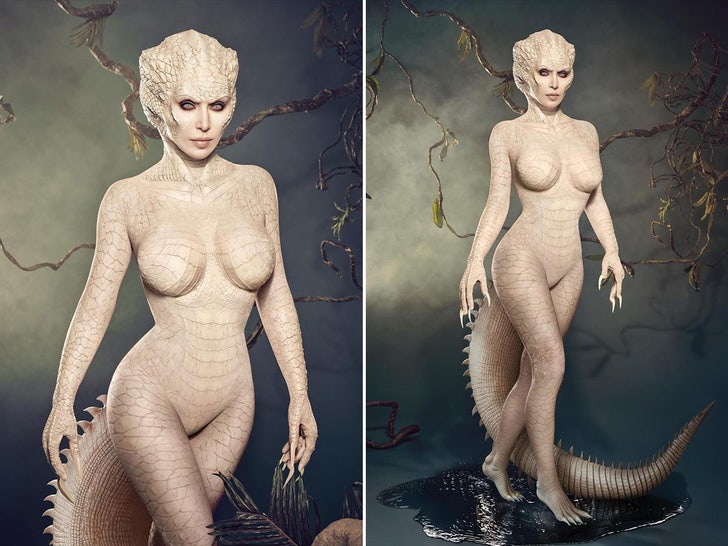 Kim Kardashian Transforms Into Albino Alligator for Halloween