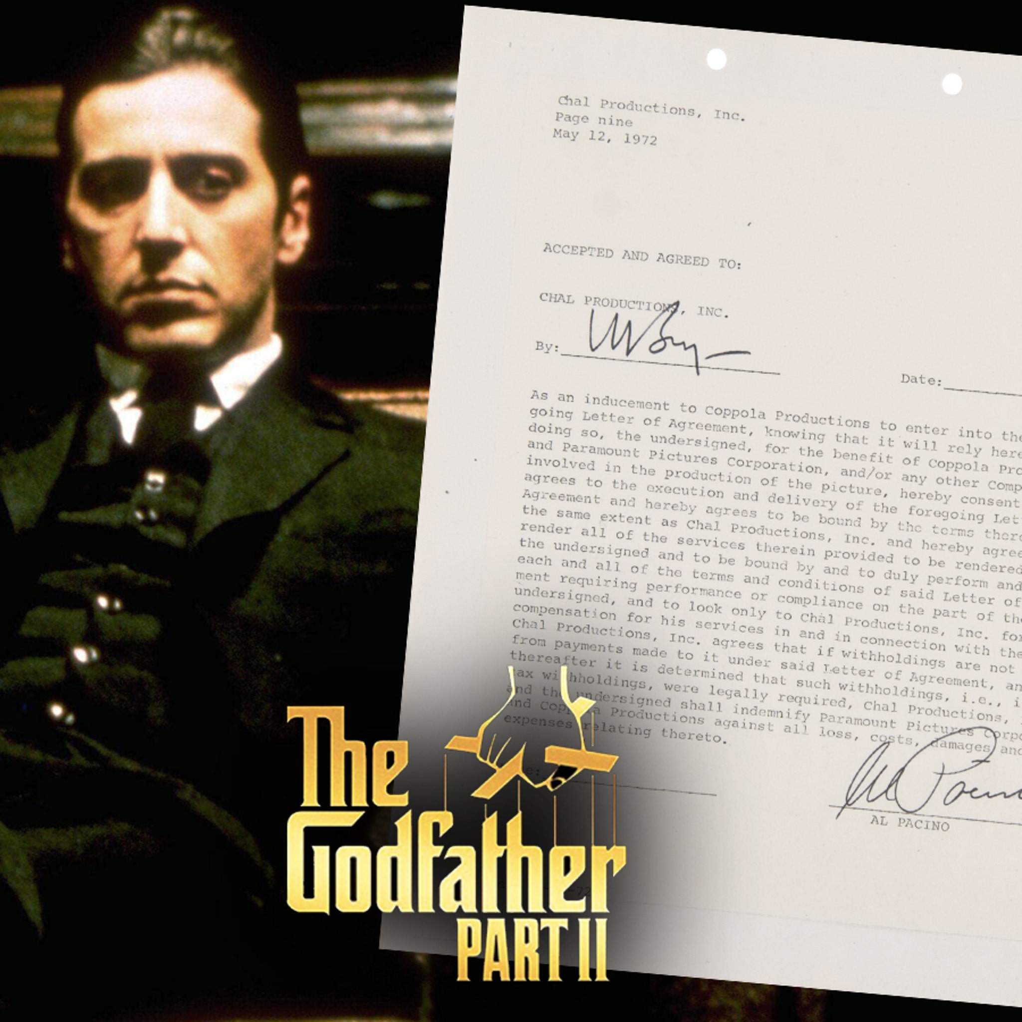 pacino  Al Pacino 'Godfather Part II' Contract Sells At Auction