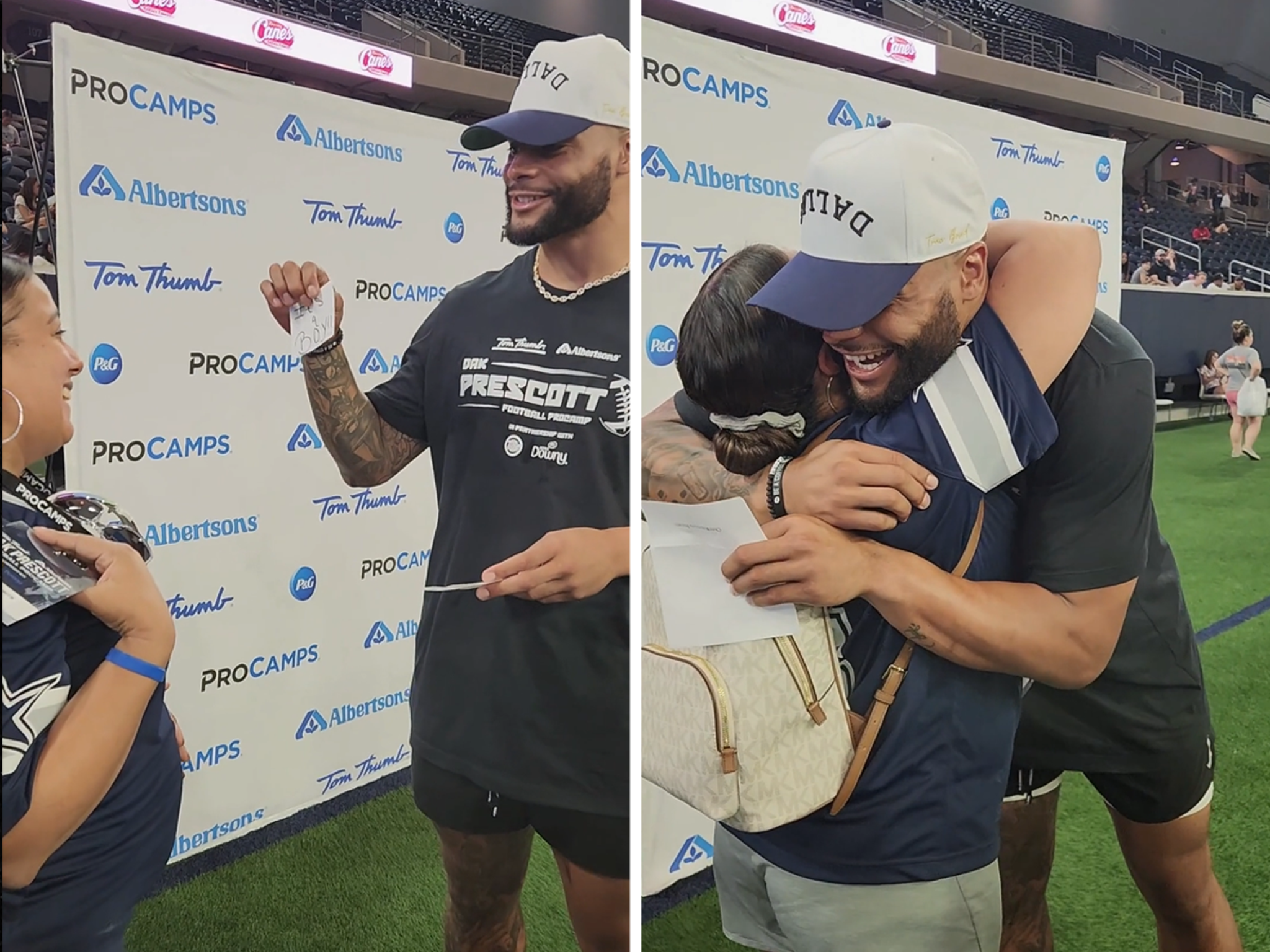 Dak Prescott Does Baby Gender Reveal For Fan At Football Camp, 'It's A Boy!'