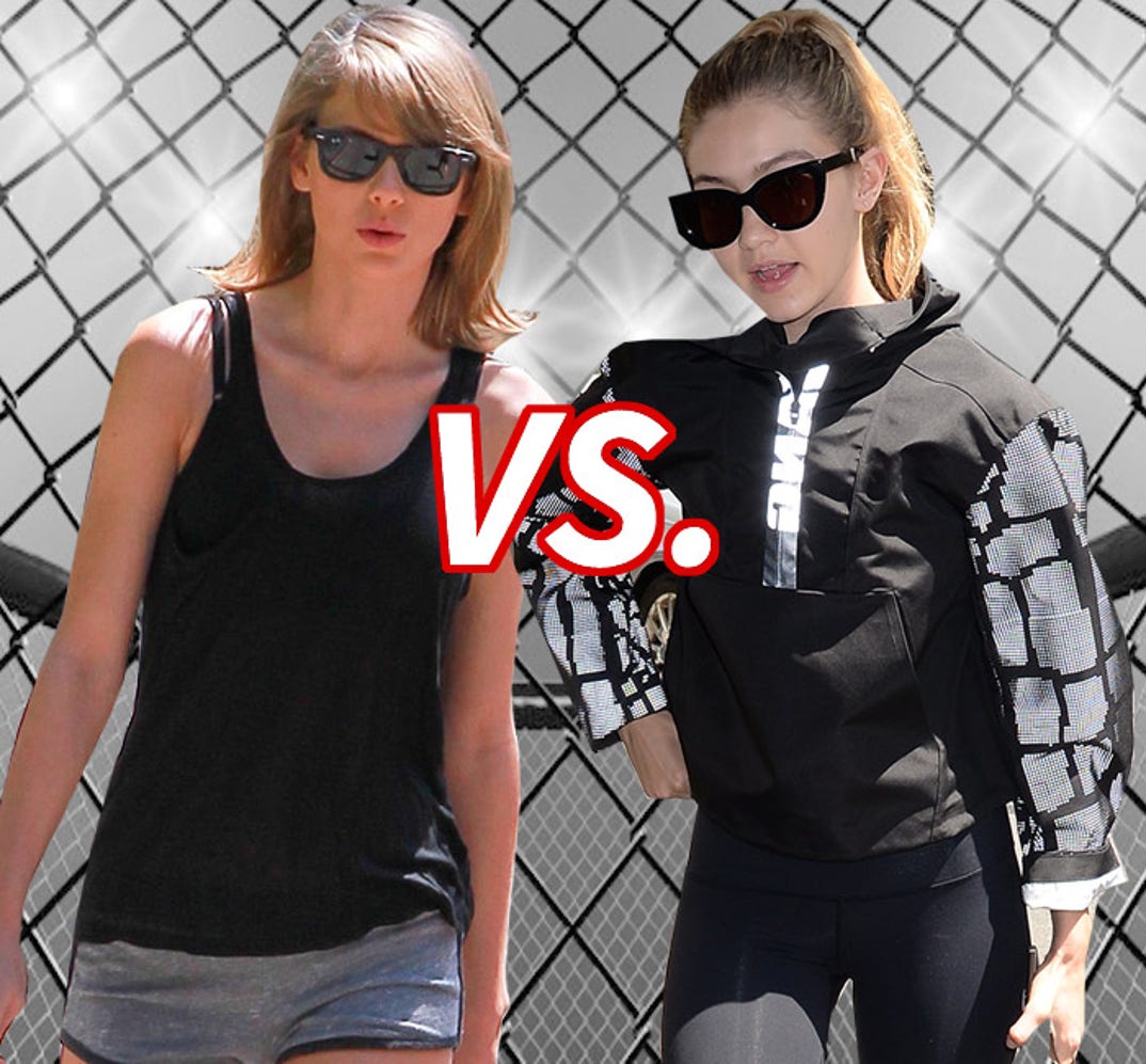 Taylor Swift (25) vs. Gigi Hadid (20) in the battle of the hiking hotties!