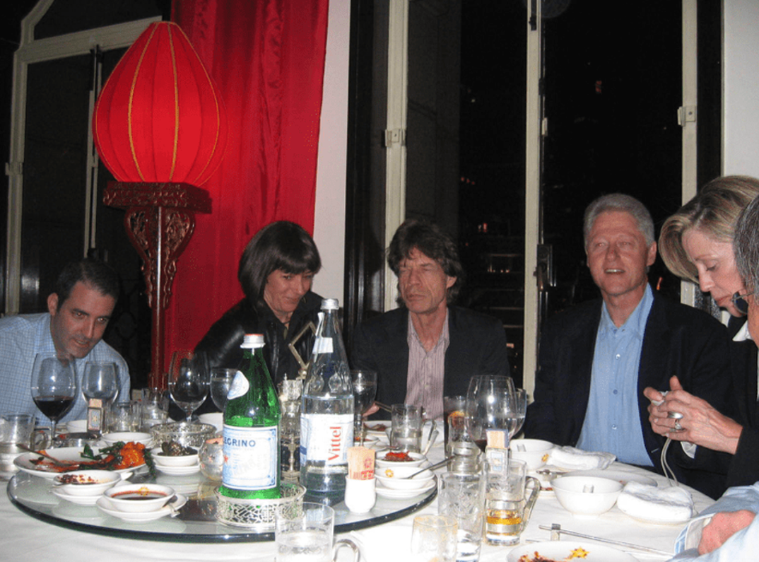 Mick Jagger, Bill Clinton, and Ghislaine Maxwell