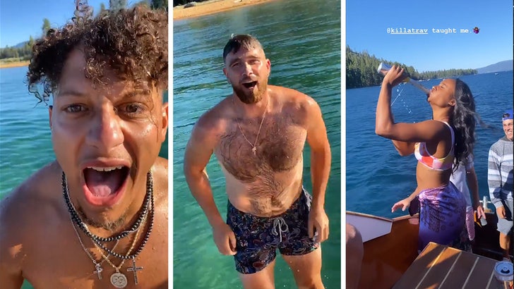 Patrick Mahomes & Travis Kelce Boat Party In Lake Tahoe, GFs Twerk