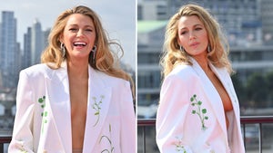 Blake Lively Shirtless With a White Blazer On