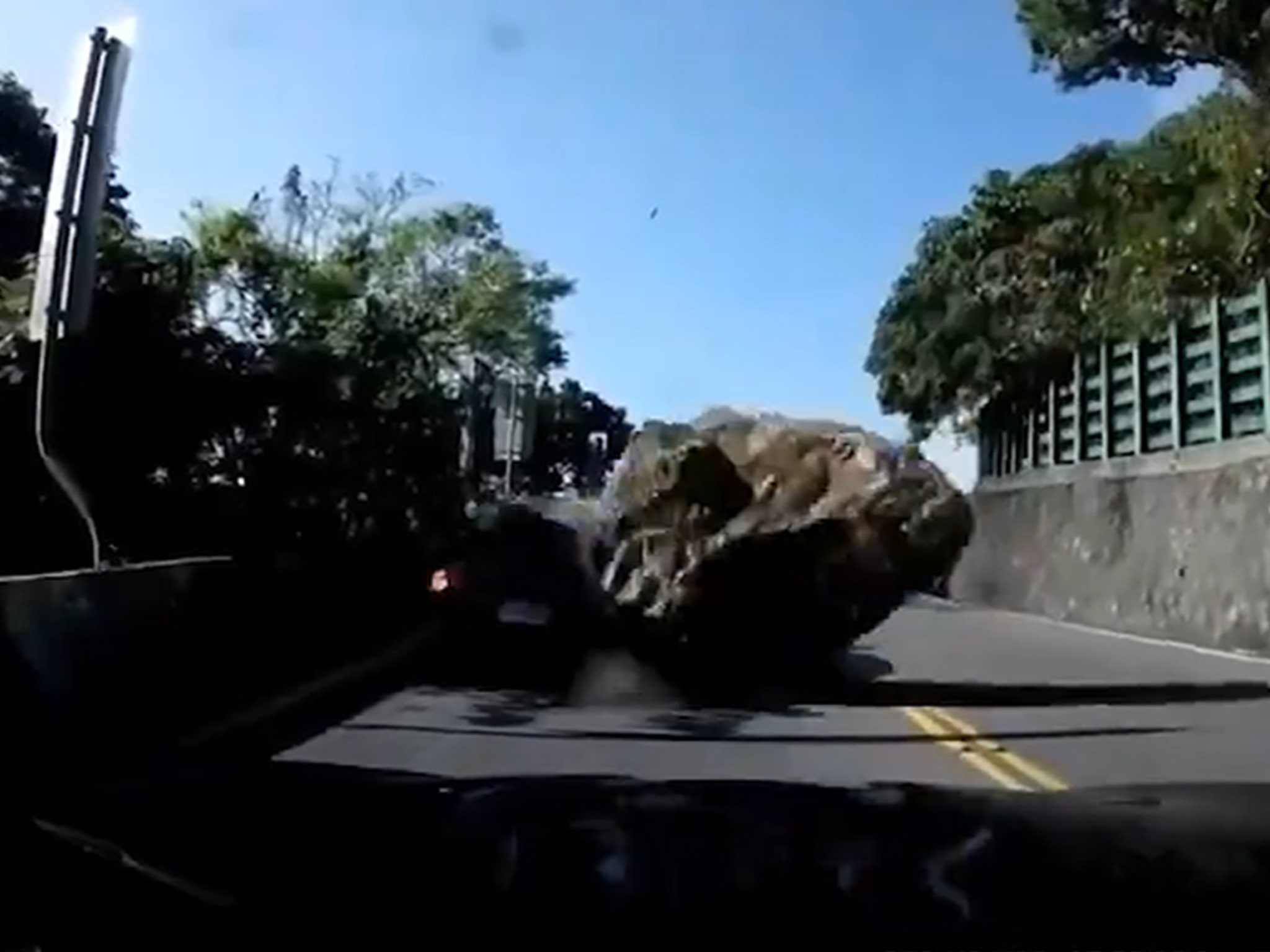 Video Shows Massive Boulders Crushing Cars After Taiwan Earthquake