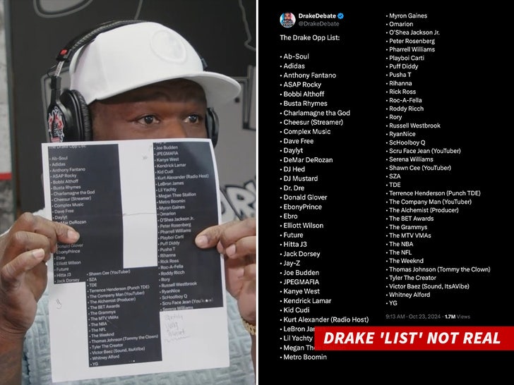 Drake list not real 50 cent ops sub x