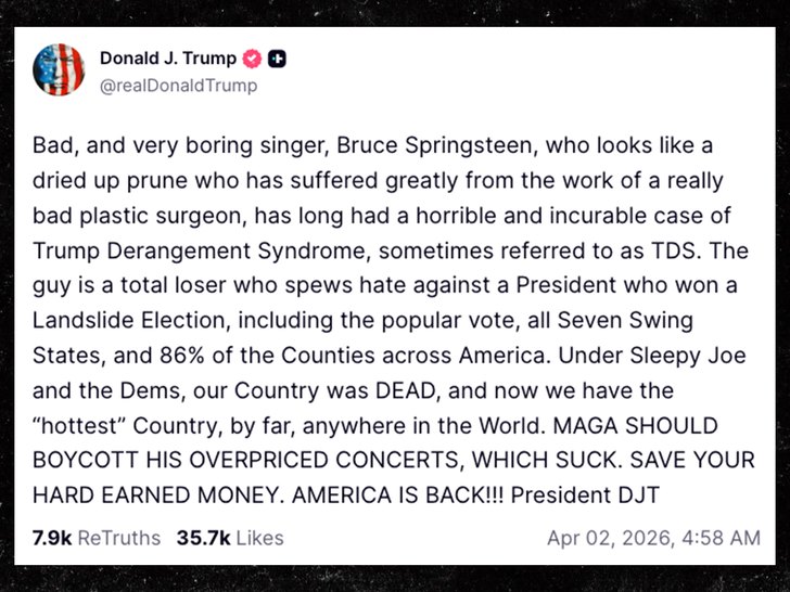 bruce springsteen donald trump truth social