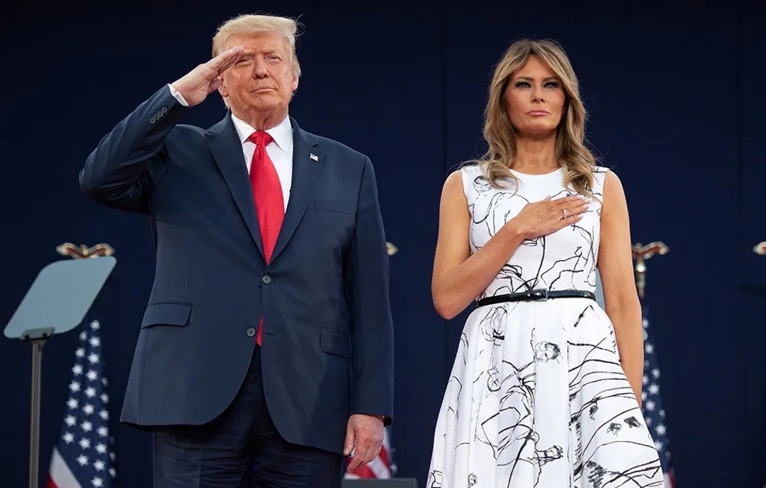 Mount Rushmore National Memorial attended by Donald Trump and Melania Trump.