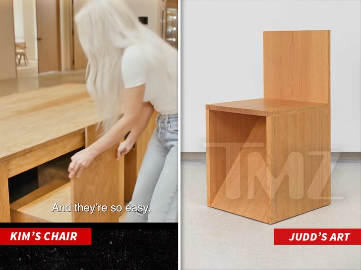 Kim Kardashian's SKKN office chair compared with Donald Judd's art.