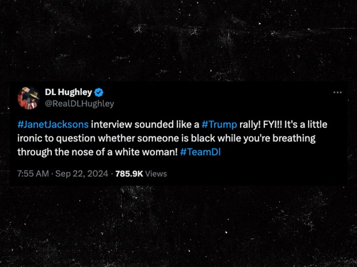 DL Hughley's message on X calling out Janet Jackson for questioning Kamala Harris' race despite 