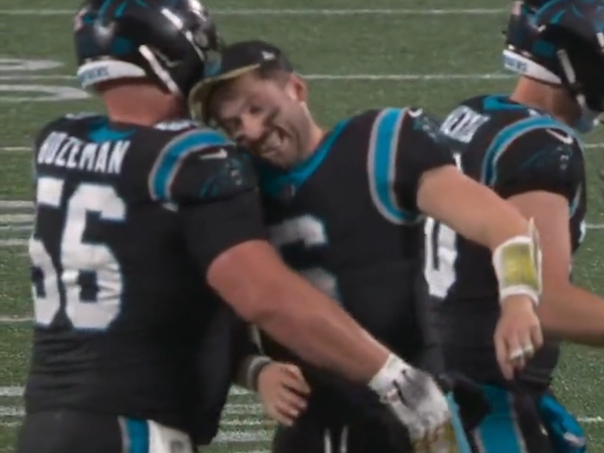 Baker Mayfield Headbutts Helmeted Teammates To Celebrate Panthers' Win