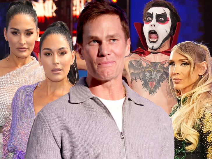 tom brady Charlotte flair, Bella Twins and WWE Wrestler Danhause getty comp