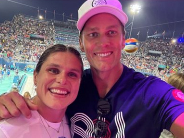 Elon Maher and Tom Brady at Olympic beach volleyball game