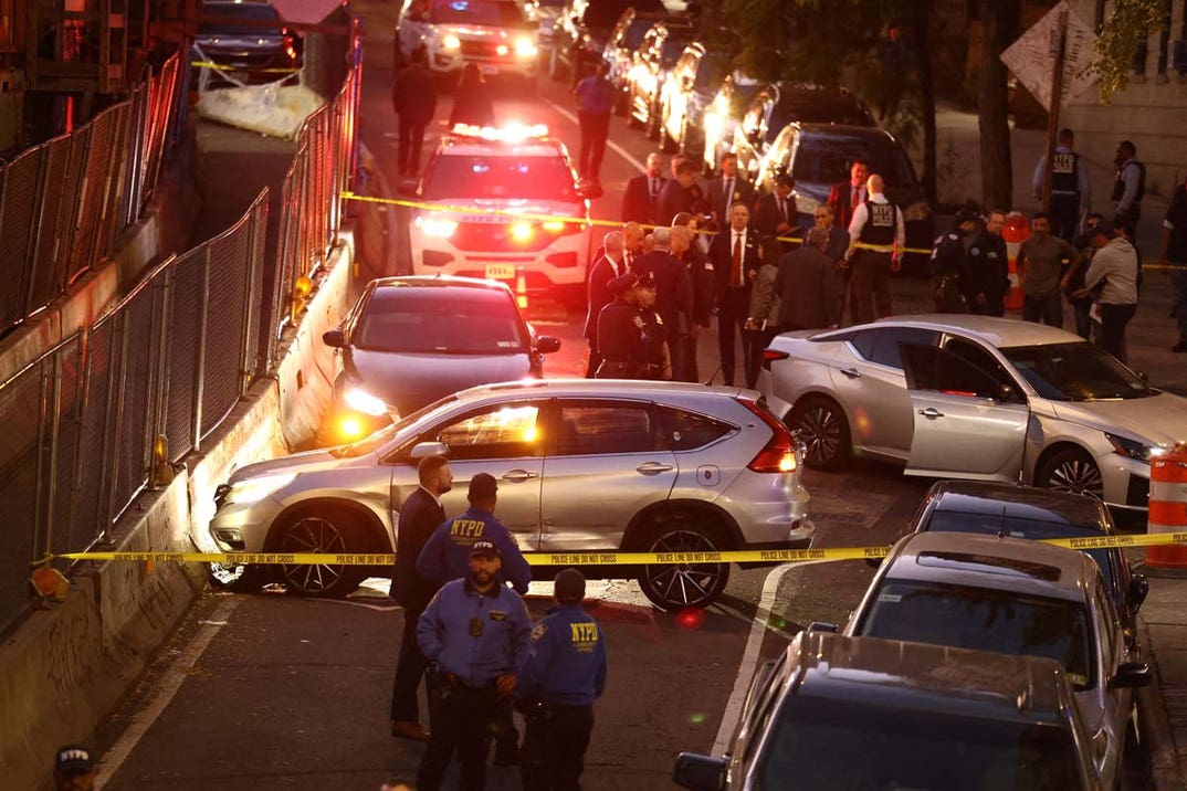 A car reportedly belonging to a man was shot by an Immigration and Customs Enforcement (ICE) officer during an operation in the Bronx borough of New York is seen on October 8, 2026, according to local media and police.