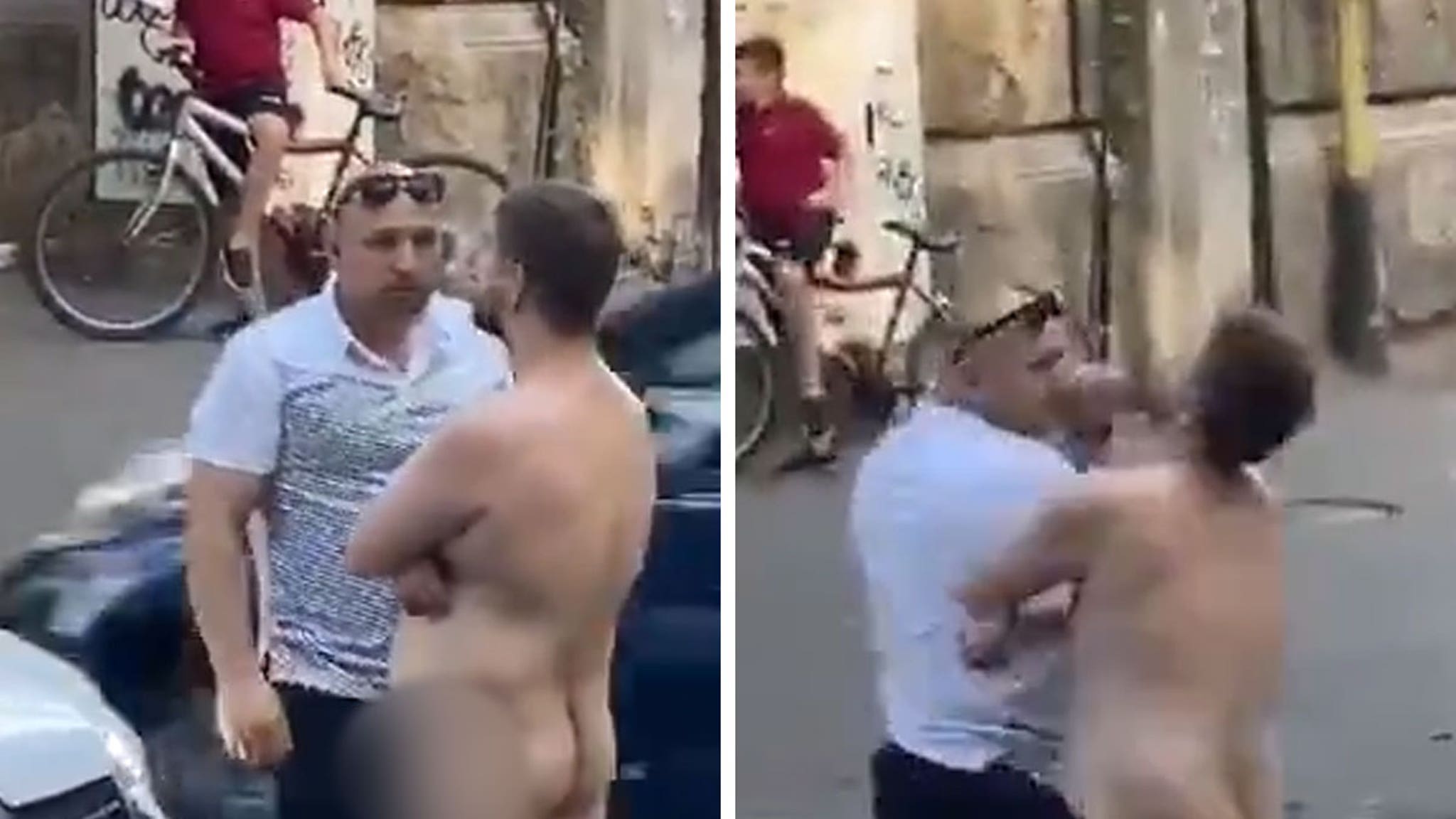 Naked Man Blocking Traffic Gets Knocked Out Cold