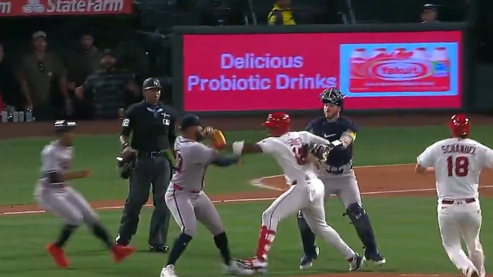 Brawl Breaks Out During Atlanta Braves at Los Angeles Angels Game