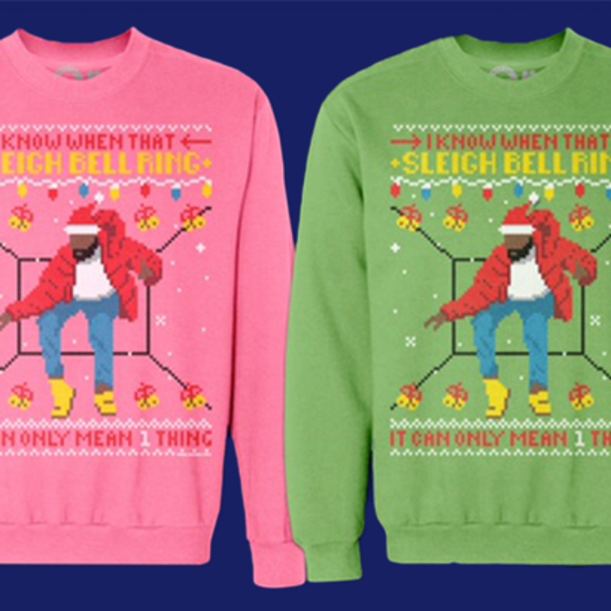 Fresh Brewed Tees' ugly Christmas sweaters featuring Johnny