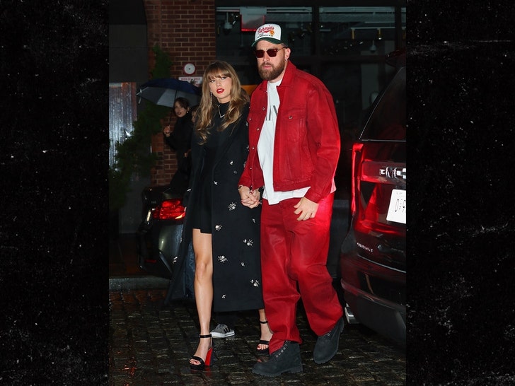 Taylor Swift e Travis Kelce chegam ao Chez Margaux para jantar