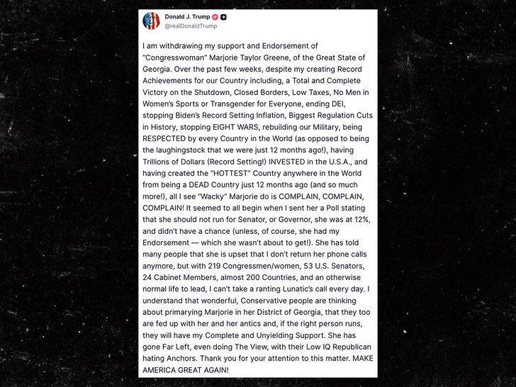 Donald Trump Marjorie Taylor Verde Verdad Social Sub 1