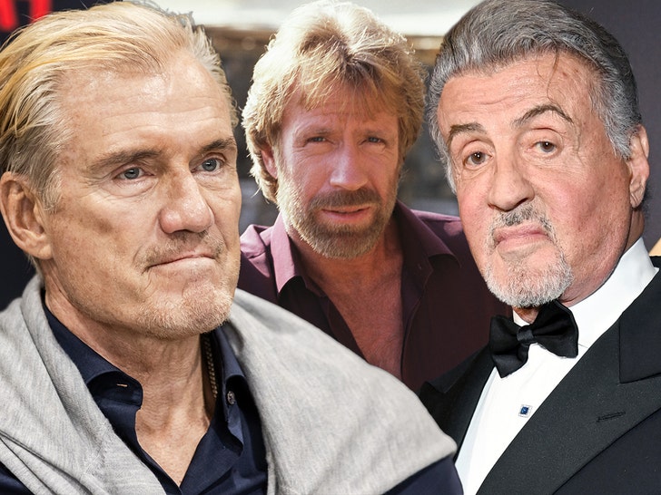 Sylvester Stallone, Dolph Lundgren e Chuck Norris Getty 1