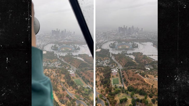 Dodger Stadium completely flooded by Tropical Storm Hilary