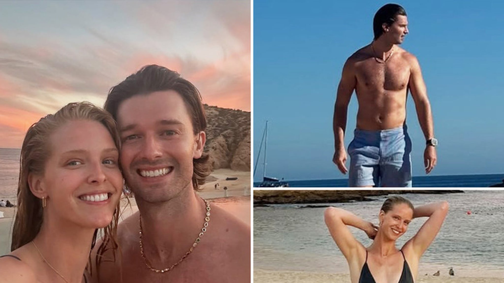 Patrick Schwarzenegger Cuddles Up With Fiancée Abby Champion on Beach Vacay